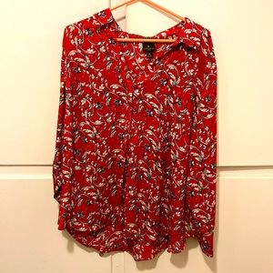 Worthington 2X Red White Black Blouse Shirt Top